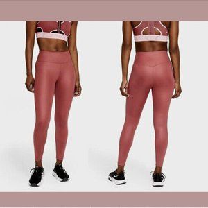 NEW $70 NIKE [ XS‎ ] One Faux Leather Mid Rise 7/8 Leggings in Canyon Rust #5213